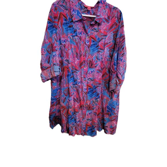 Lilly Pulitzer Natalie shirtdress cover-up lightweight size XL button down - Picture 2 of 4